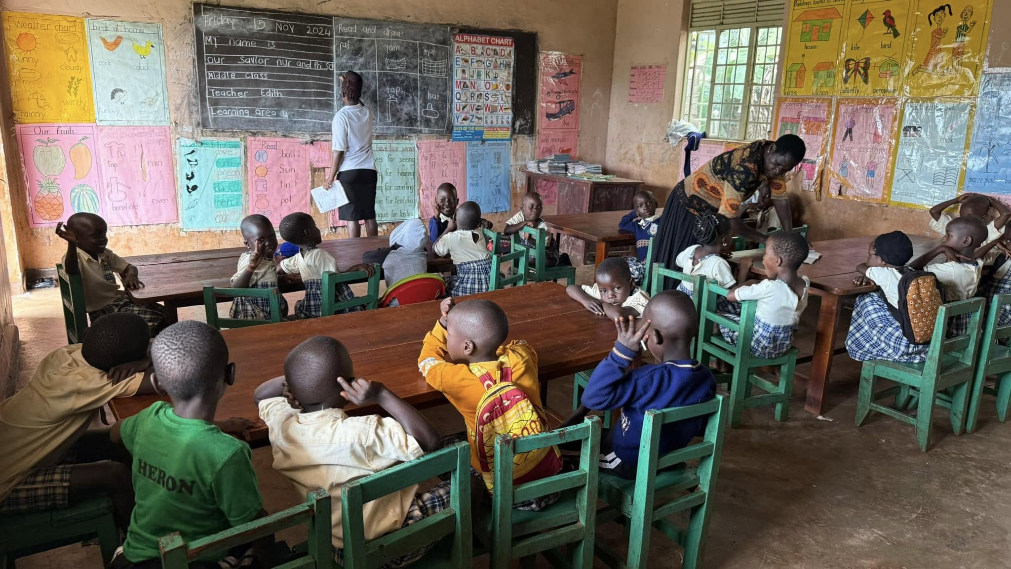 Children in a classroom learning, Jinja, Uganda